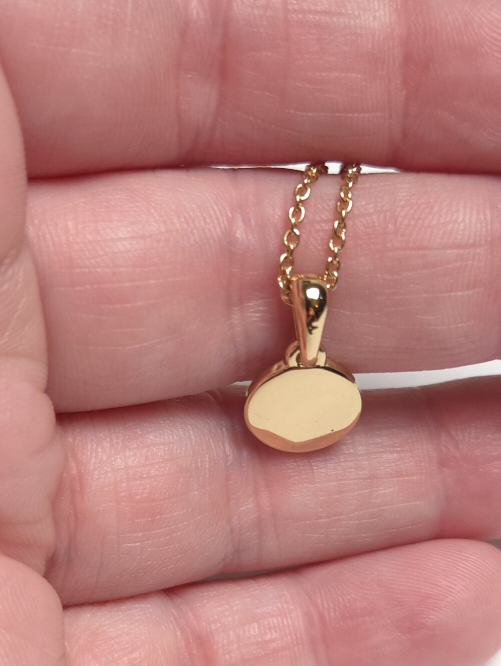 Gold Plated Round Charm Pendant Necklace Monogramable Pendant Necklace - Picture 9 of 15